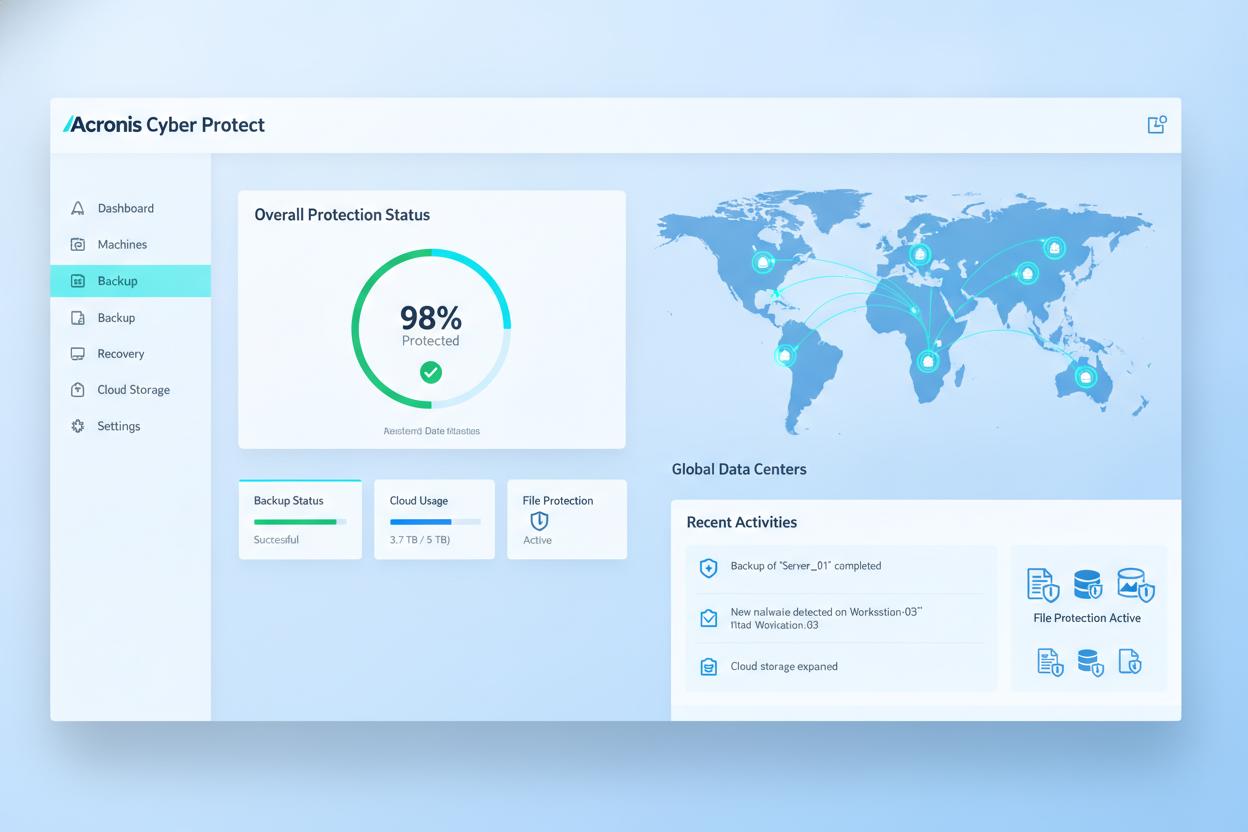 Business backup best practices dashboard showing protection status